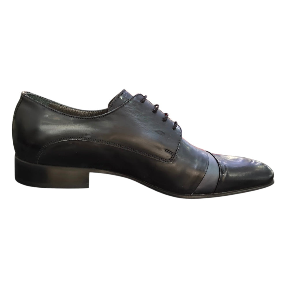 Stefano Men's Navy Leather Cap-Toe Oxford Dress Shoes – 150599