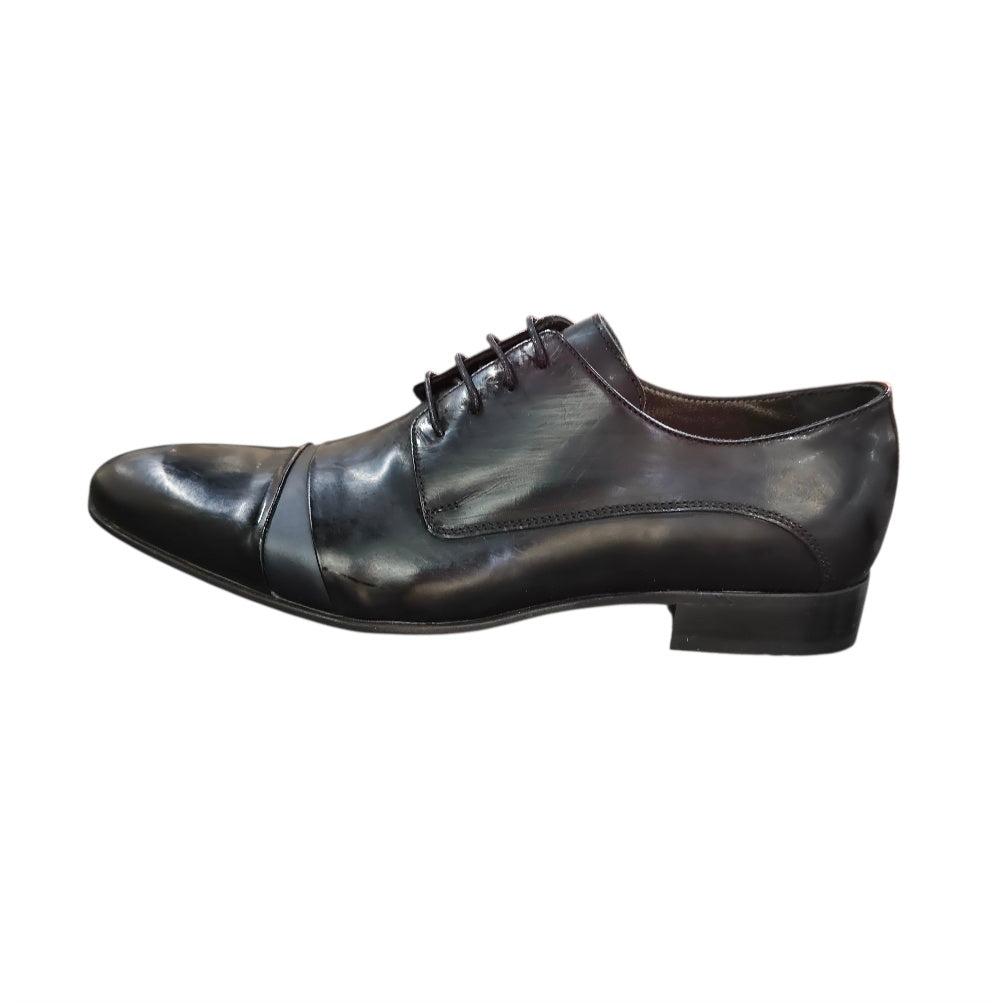 Stefano Men's Navy Leather Cap-Toe Oxford Dress Shoes – 150599
