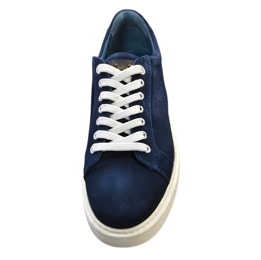 Stefano R Men's Navy Suede Leather Platform Sneakers