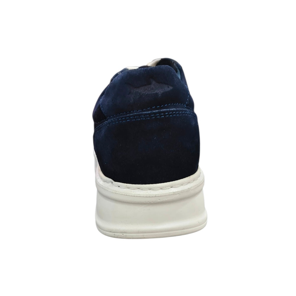 Stefano R Men's Navy Suede Leather Platform Sneakers