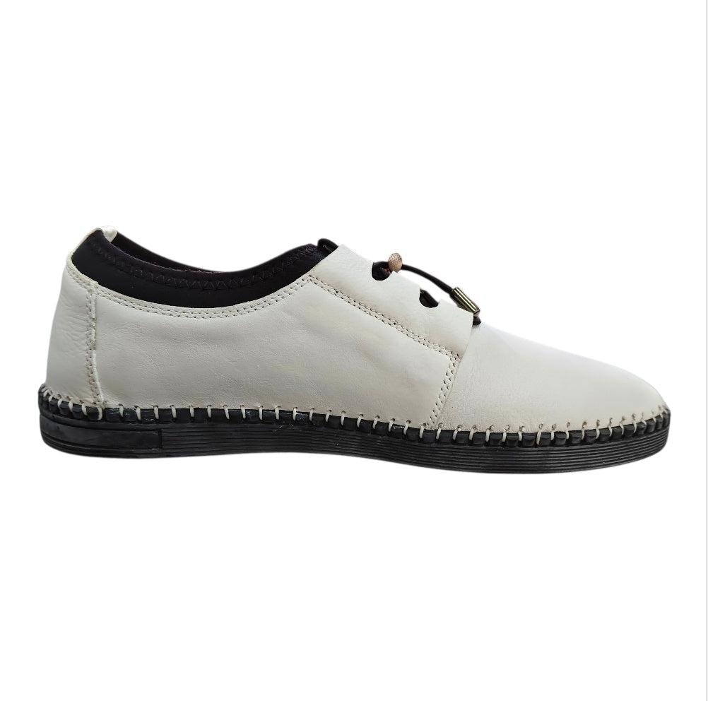 Stefano Men's White Leather Casual Slip-On Shoes – 44018-00
