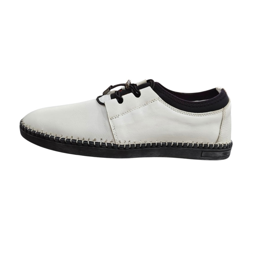 Stefano Men's White Leather Casual Slip-On Shoes – 44018-00