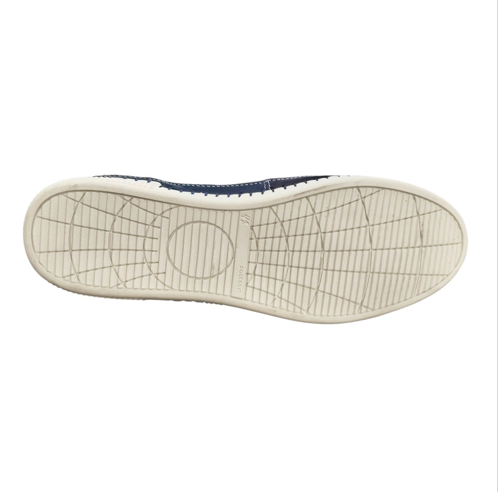 Stefano Men's White & Navy Leather Slip-On Casual Shoes – 15530-00