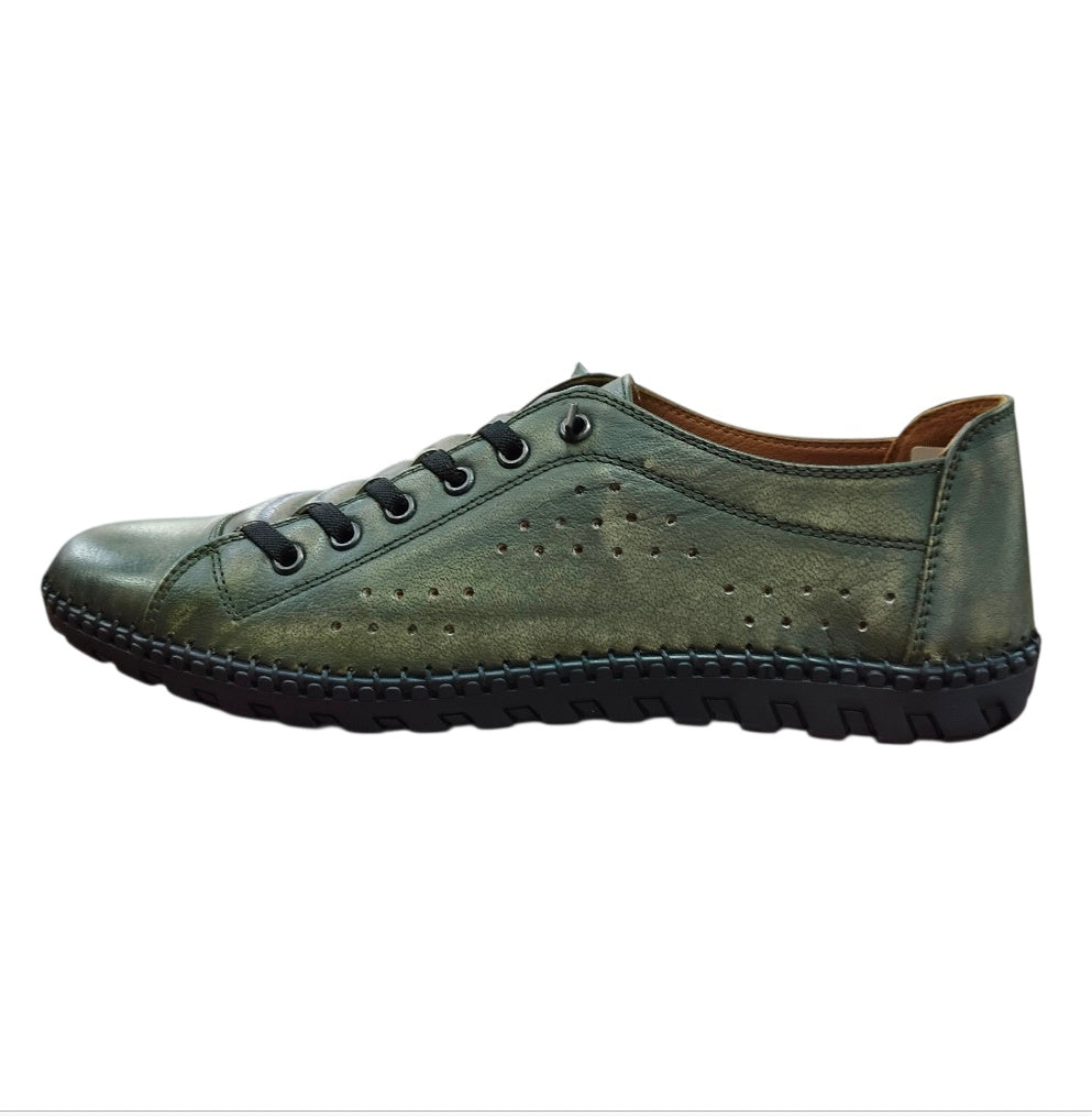 Stefano Men's Green Leather Casual Shoes – 31503-00