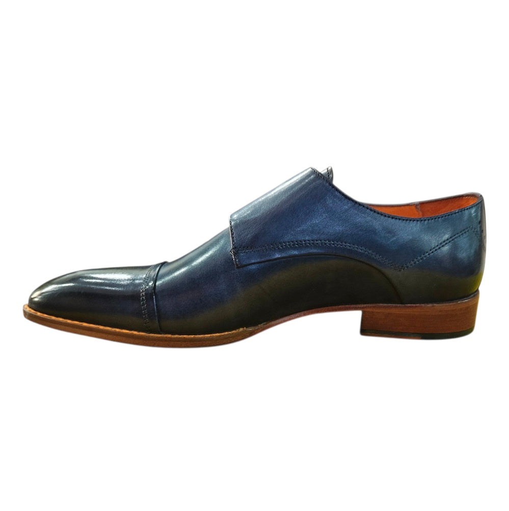 Stefano R Men's Premium Leather Double Monk Strap Dress Shoes In Navy Blue – X-208.