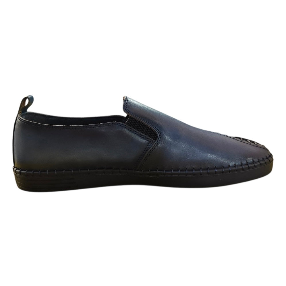 Stefano R Men's Genuine Leather Slip-On Loafers In Navy Blue – 03211-00