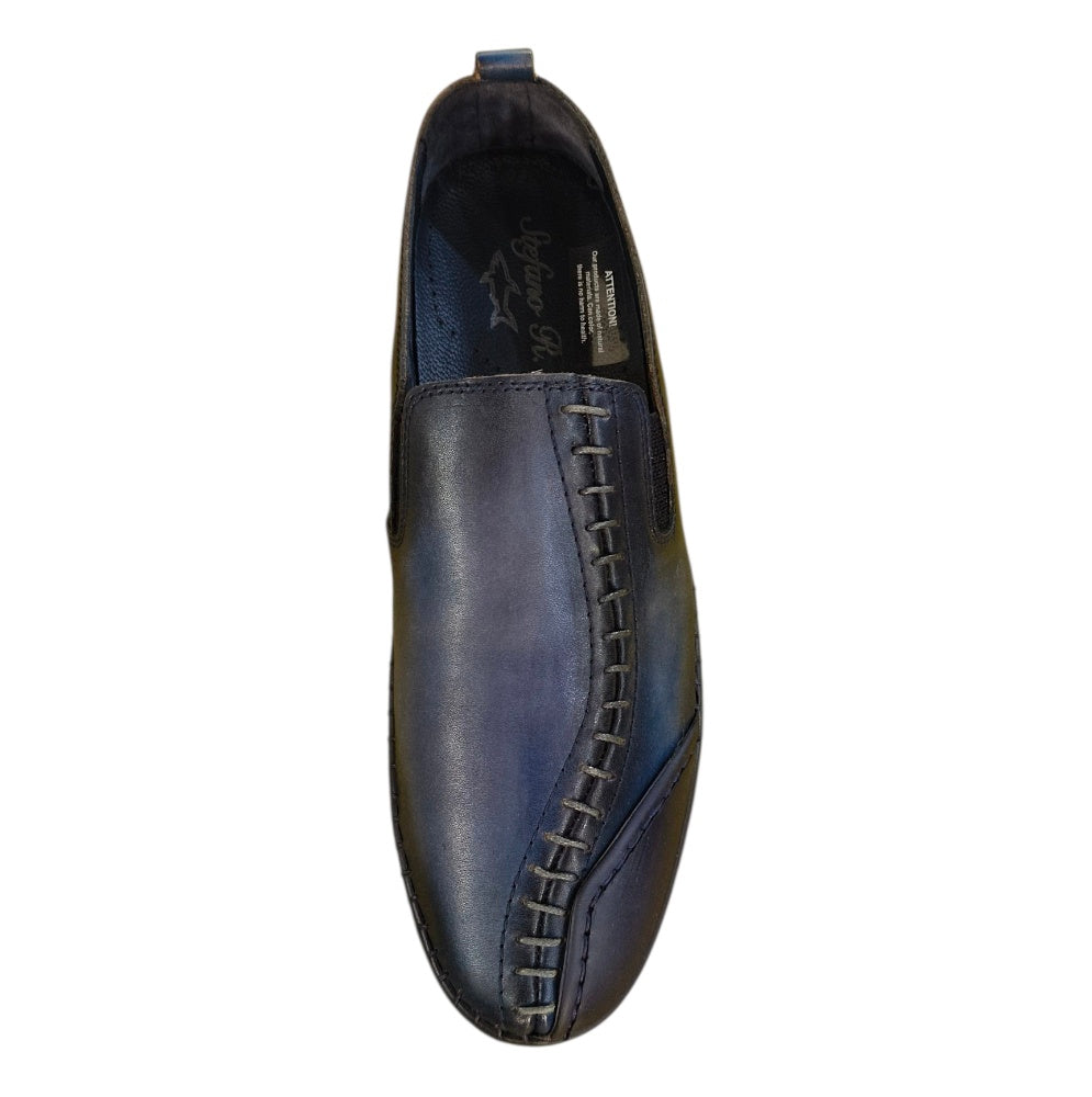 Stefano R Men's Genuine Leather Slip-On Loafers In Navy Blue – 03211-00