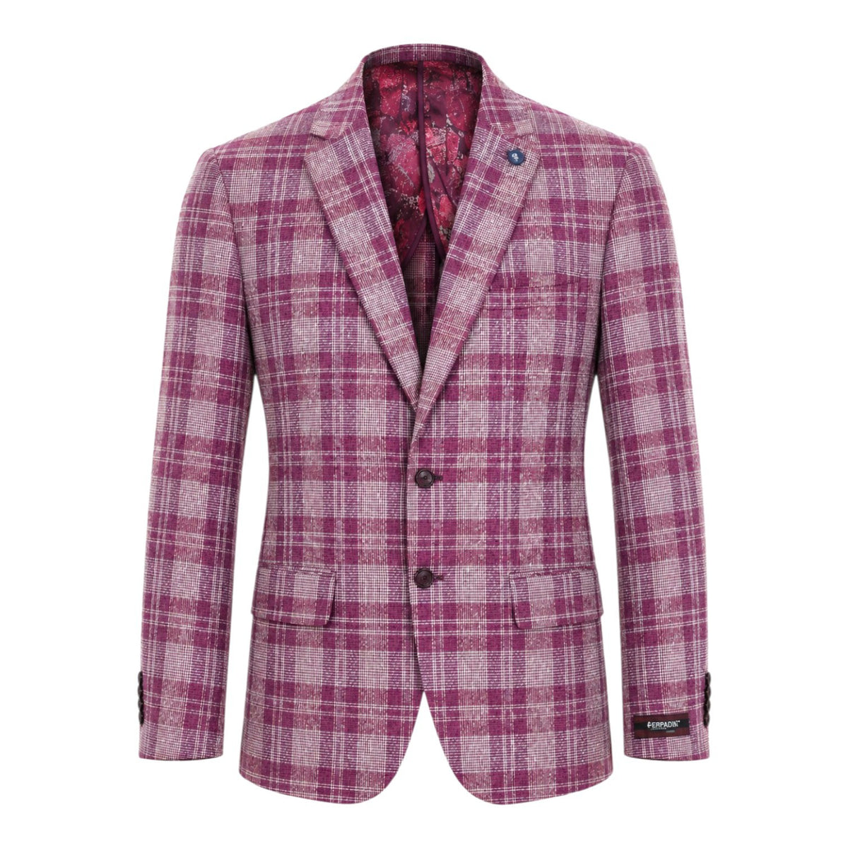 AGIBOSS Men’s Check Sports Jacket – Burgundy