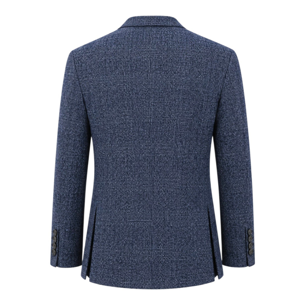 ECER Men’s Double-Breasted Check Sports Jacket – Navy