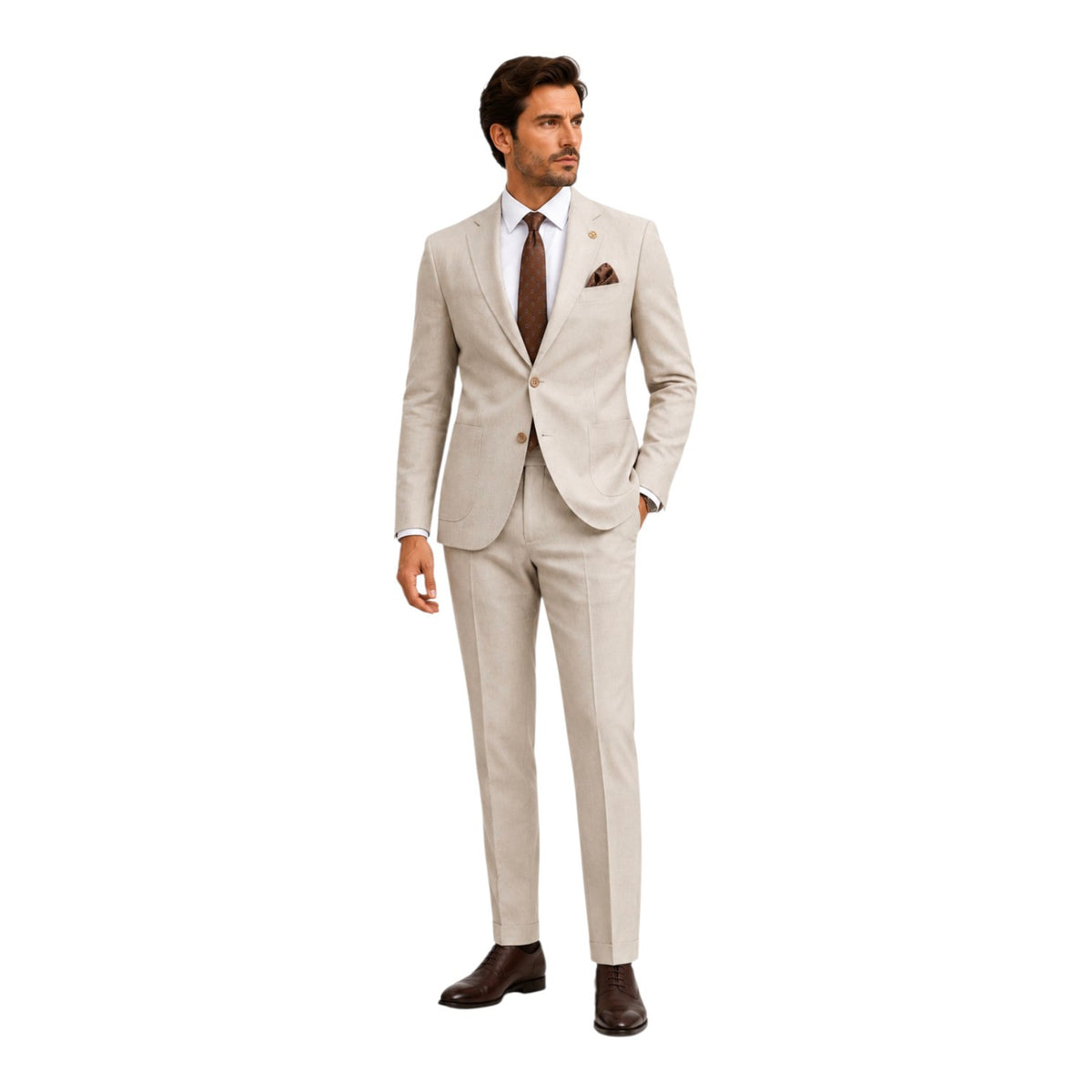 AGIBOSS Men’s Linen Suit – Beige