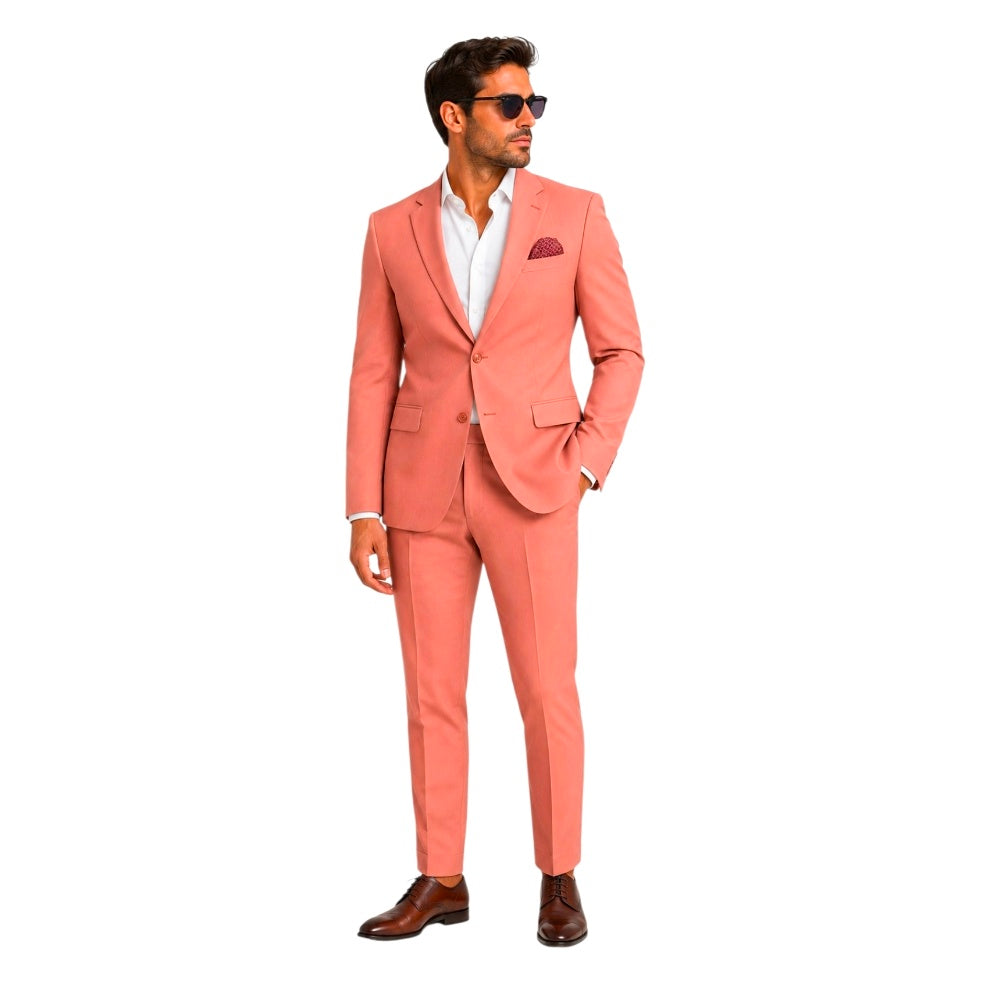 KONZZI Men’s 2-Piece Wool Suit – Pink