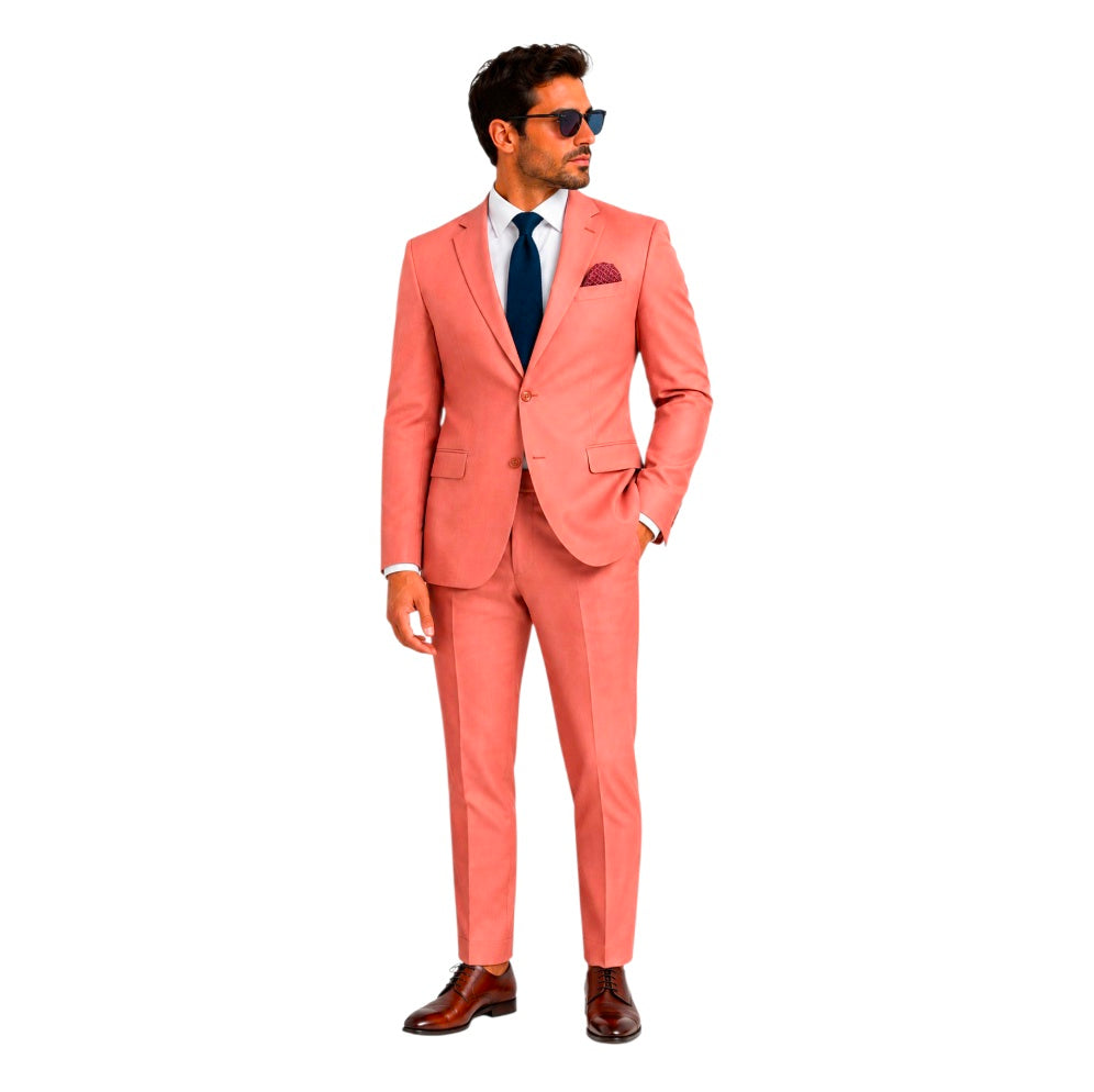 KONZZI Men’s 2-Piece Wool Suit – Pink