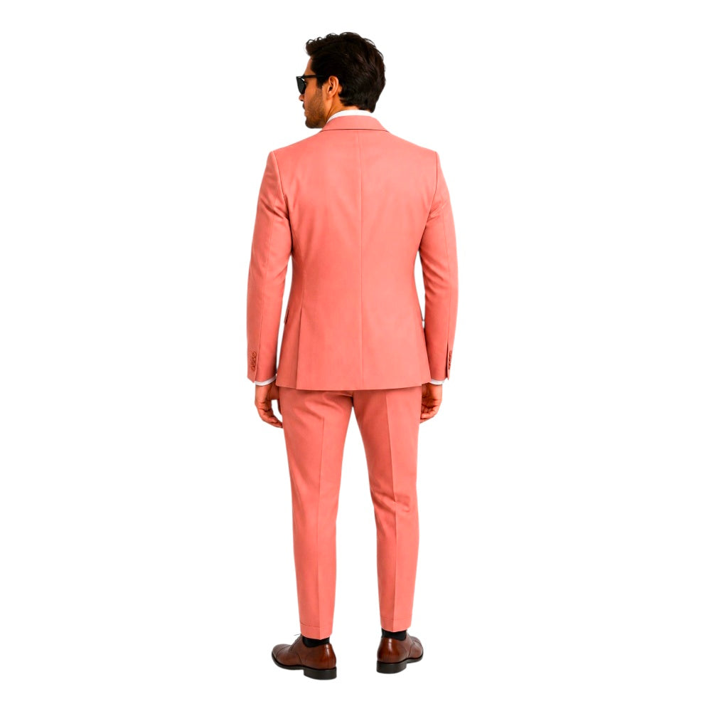 KONZZI Men’s 2-Piece Wool Suit – Pink