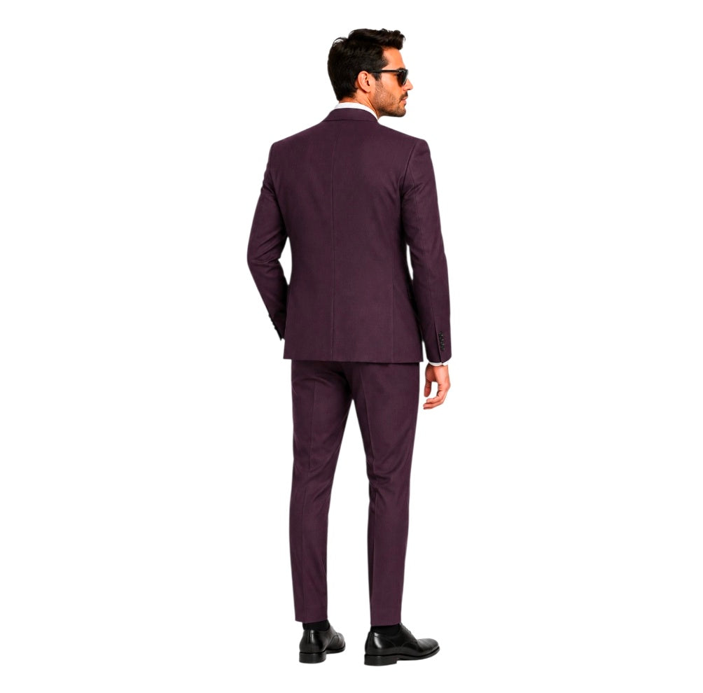 Sergio Farezzi Men’s 2-Piece Wool Blend Suit – Plum