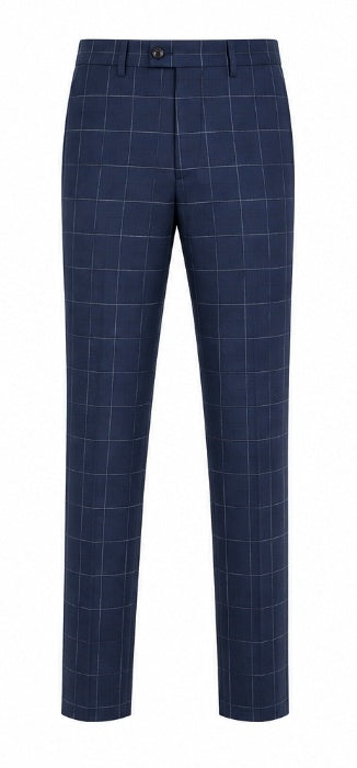 Stefano Men’s Navy Windowpane 3-Piece Suit