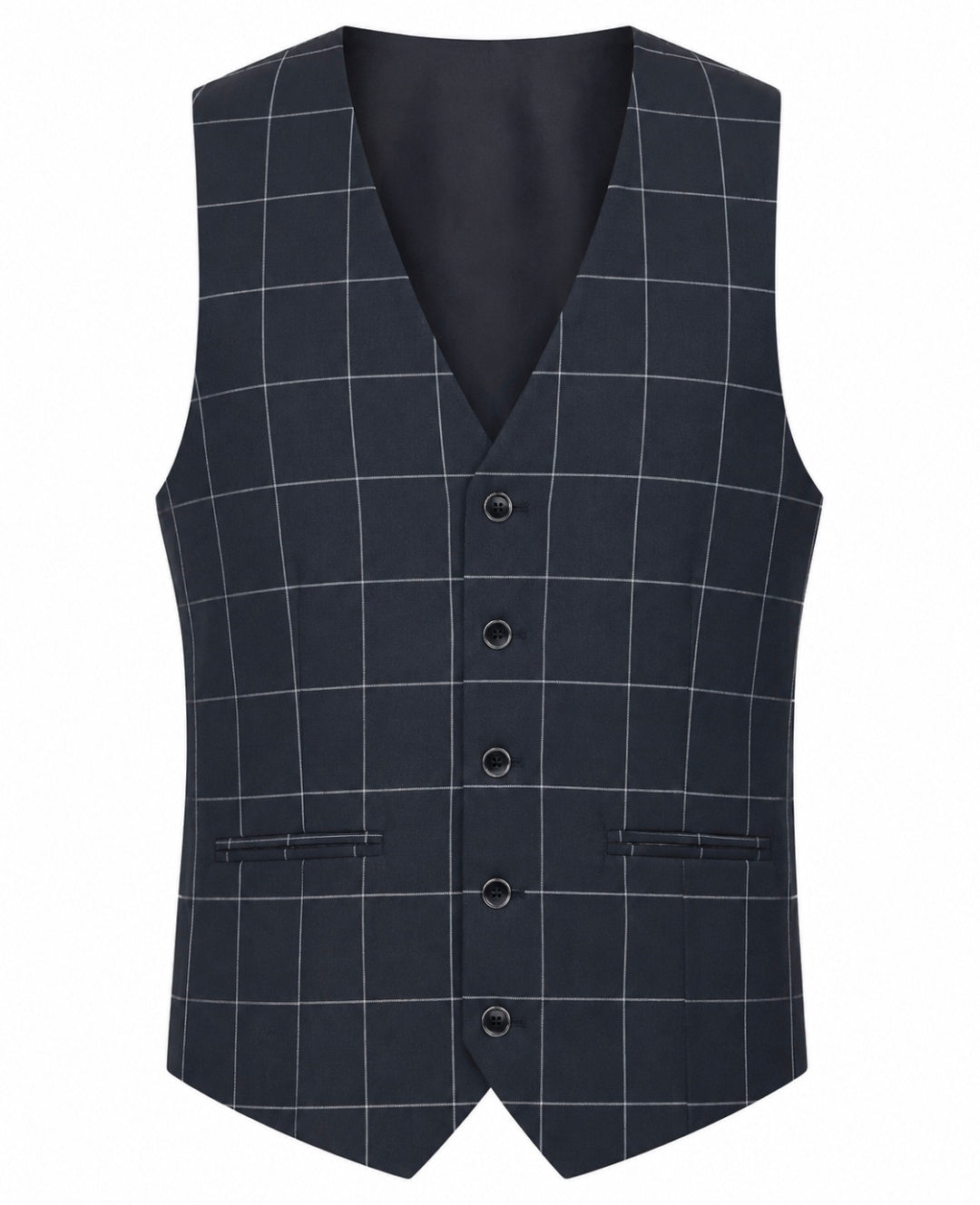 Stefano Men’s Black Windowpane 3-Piece Suit.