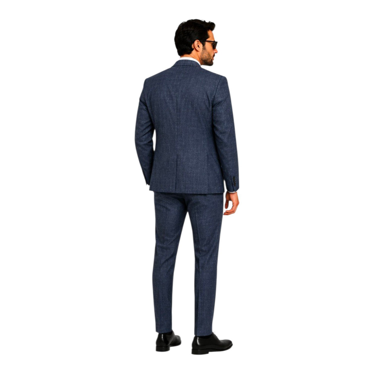 Marcomen Men’s Navy Checked 3-Piece Suit