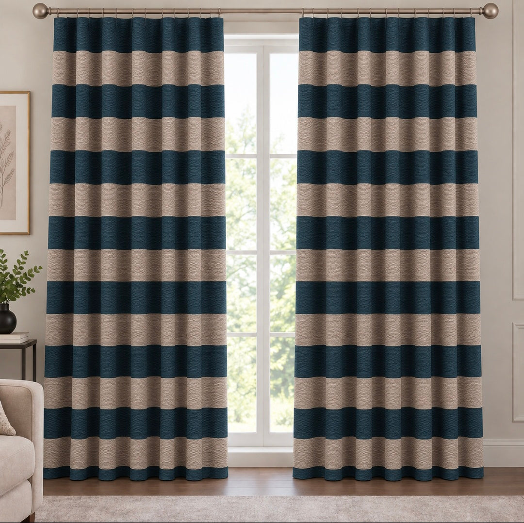 Fabric Curtain 2 Tone Bubble Stripe 280 cm