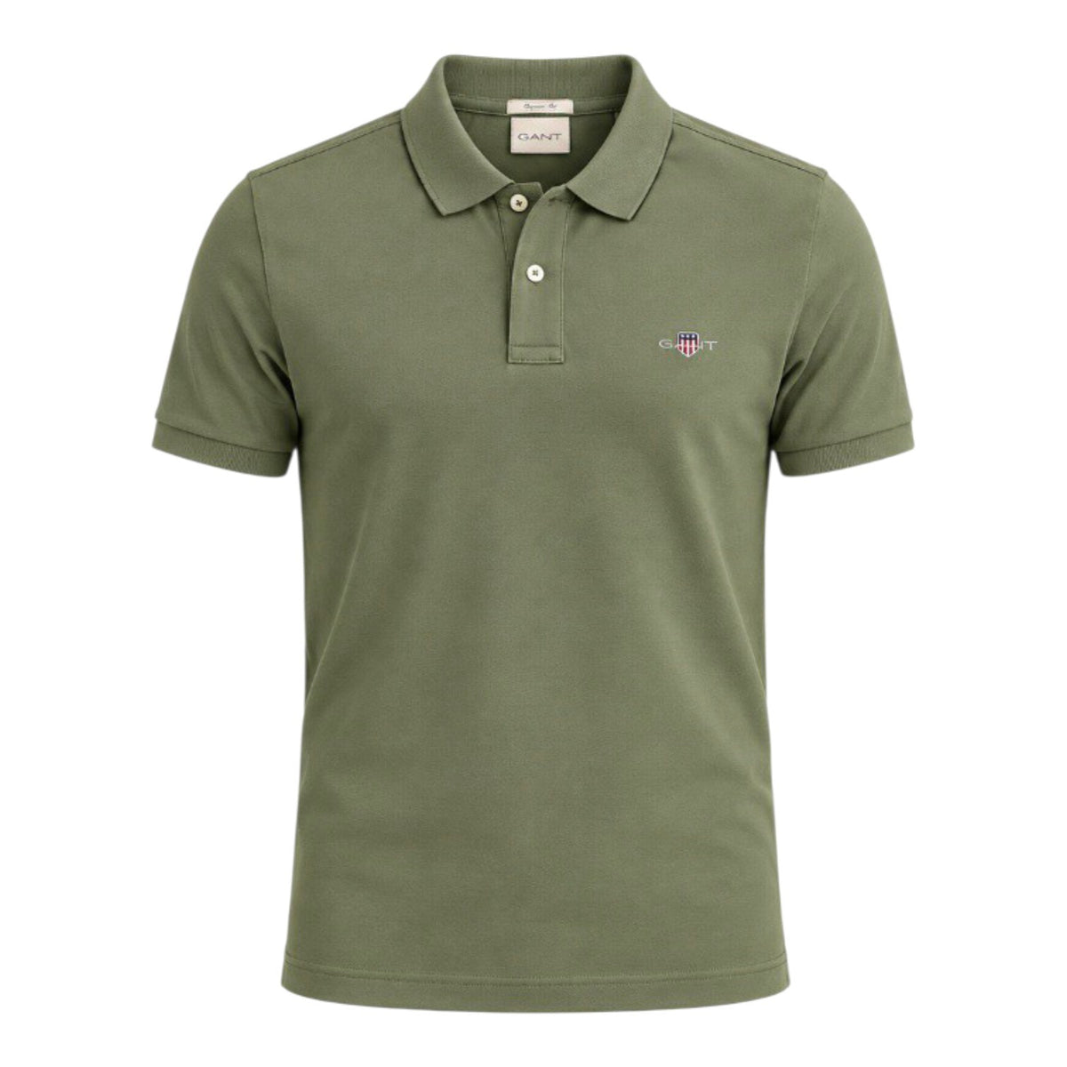 Gant Men's Contrast Piqué Short Sleeve Subtle Stretch Poloshirt-Dry Herb Green 355894