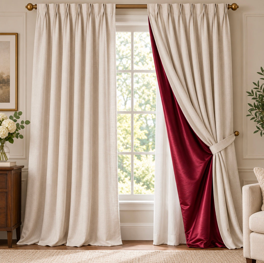 Fabric Curtain Lining Maroon 205 cm
