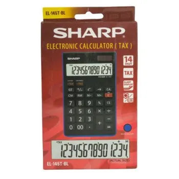 Sharp 14-digit Tax Desk Calculator EL-145T-BL
