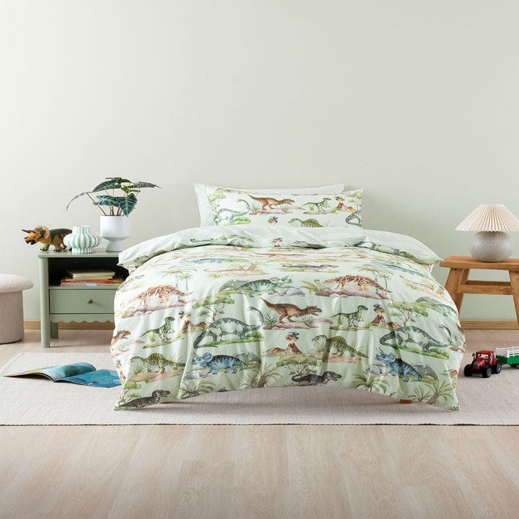 Linen House Green Dino Kingdom Duvet Cover Set.