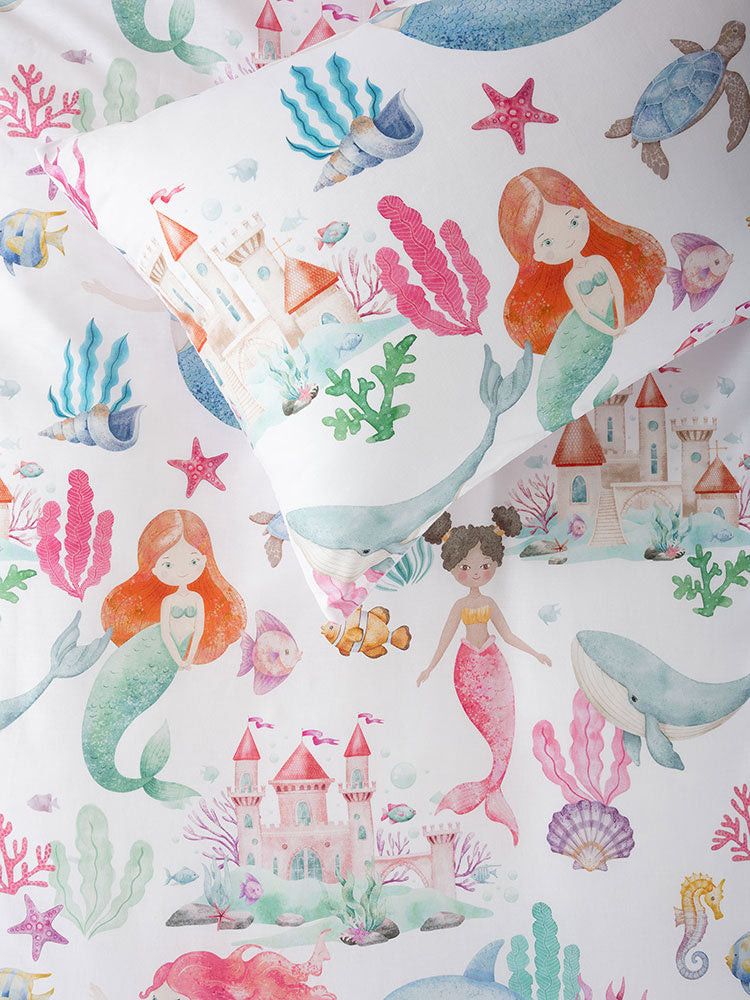 Linen House Multi Mermaid Splash Duvet Cover Set.