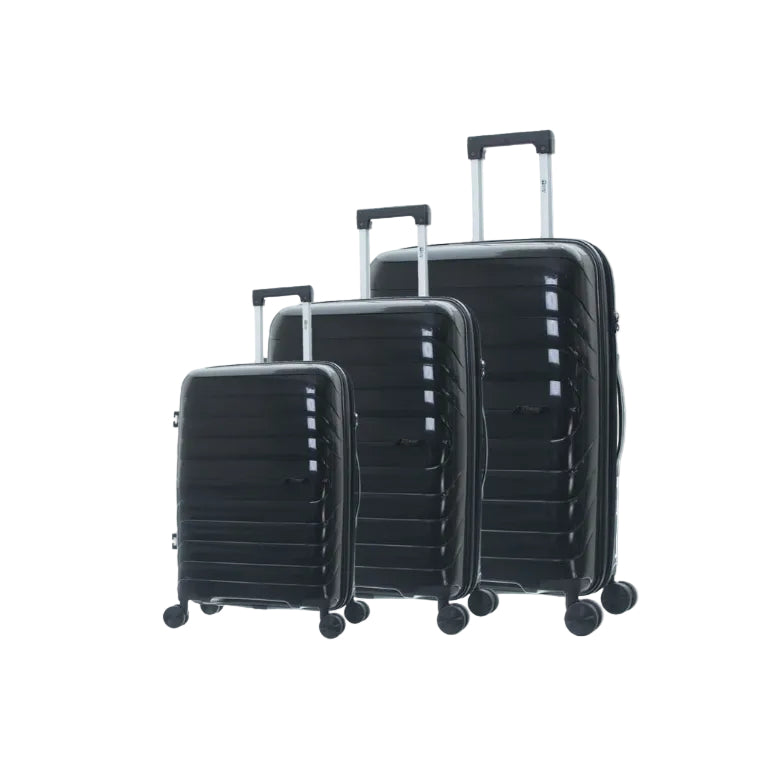 Travelmate Jetini 3 Piece Hard Shell  Luggage Set-Black L-161