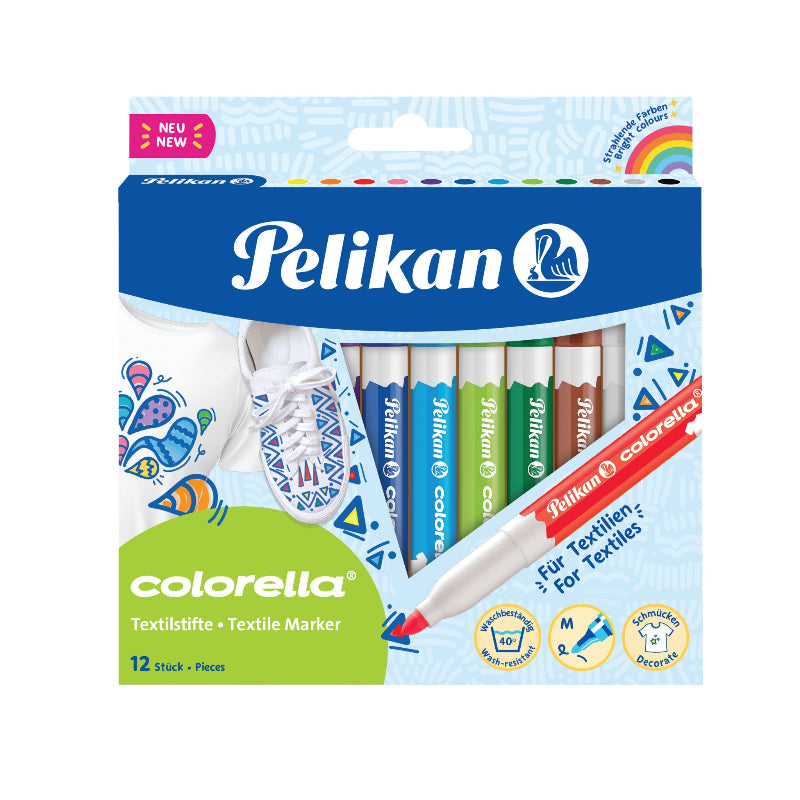 Pelikan Colorella Fabric Markers Washable 12 Colors 814584
