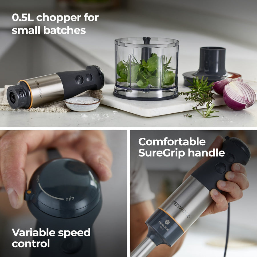 Kenwood Triblade™ XL + Hand Blender & Accesories 1000W HBM60.307GY.