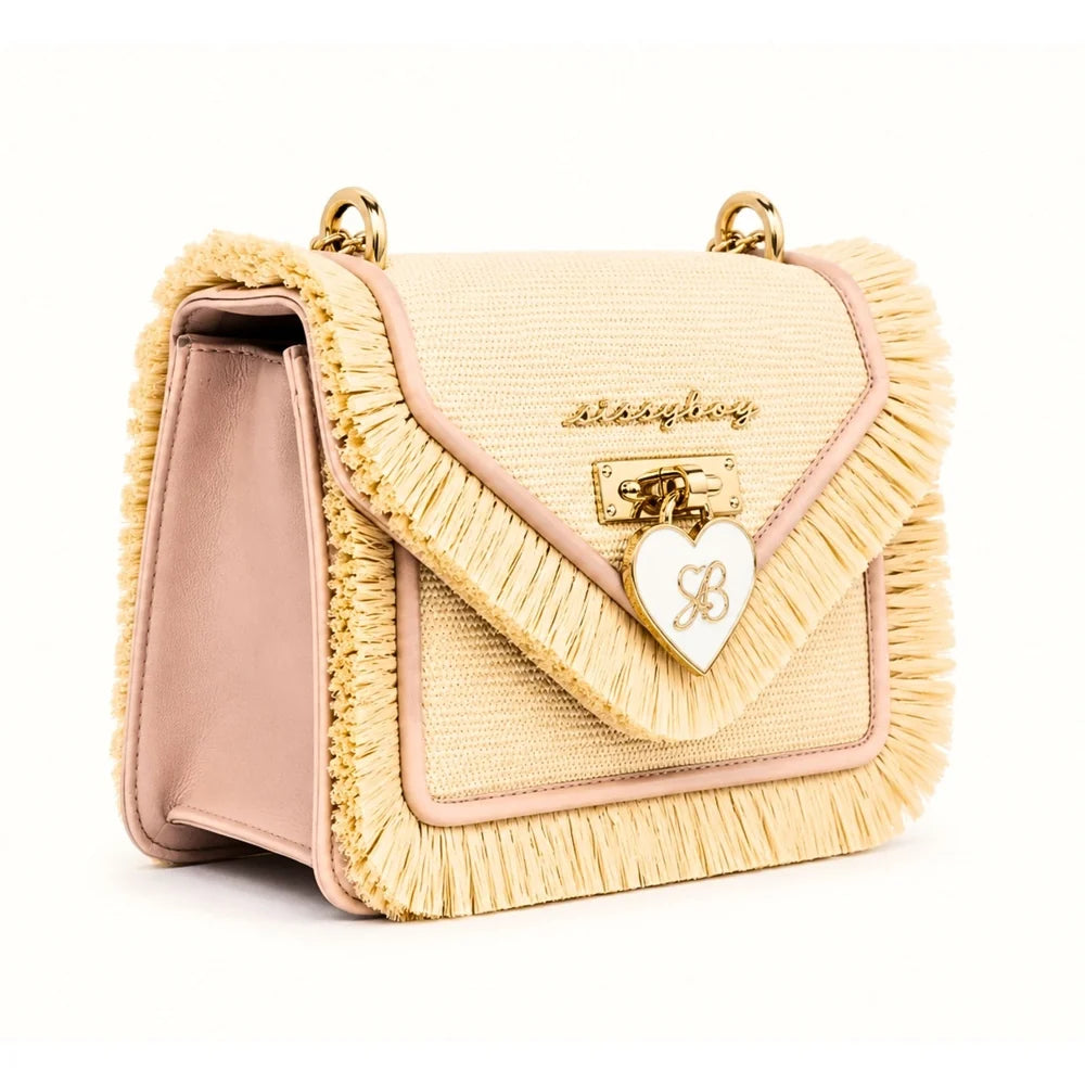Sissy Boy Ayla Straw Bag-Pink/Beige BG961