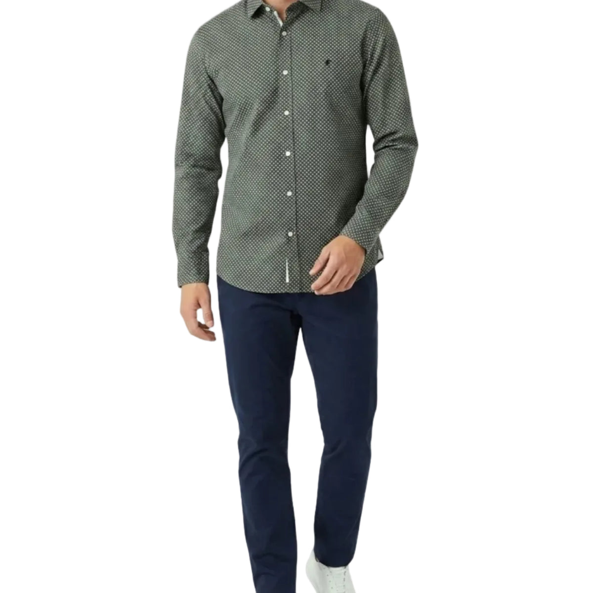Polo Mens Micro Geo Print Shirt In Green 0070640