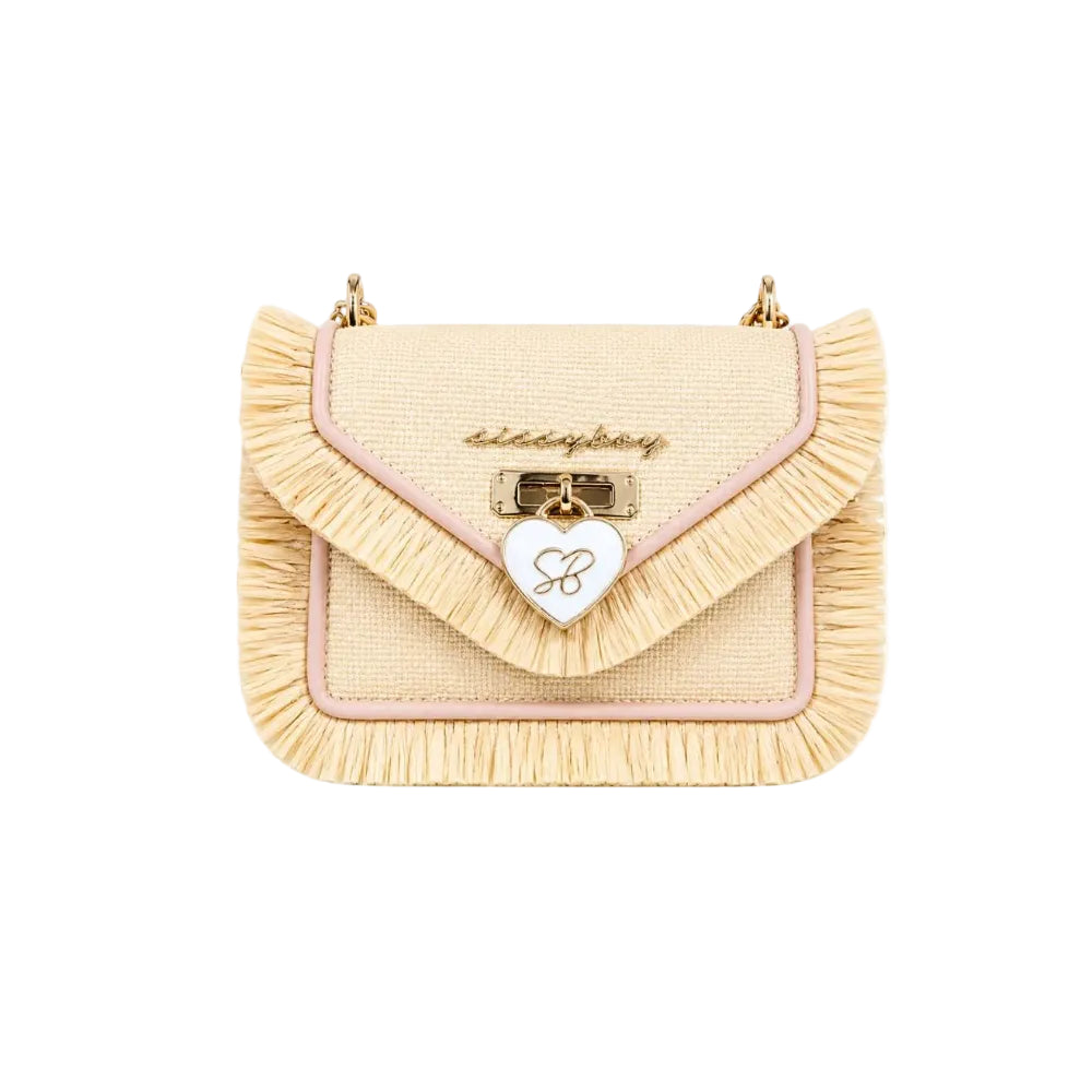 Sissy Boy Ayla Straw Bag-Pink/Beige BG961