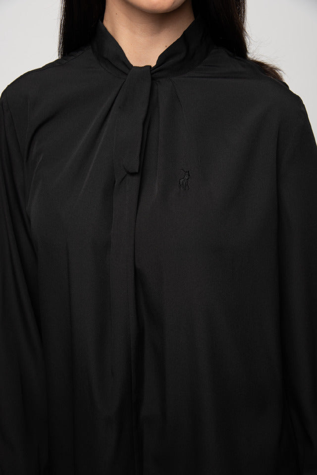 Polo Women Christina Long Sleeve Knot Neck Black