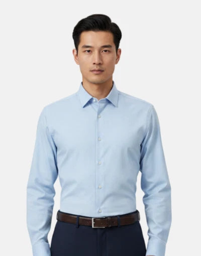 Carducci Monatic Leeds Mens Formal Shirt-Sky M044-55-S25