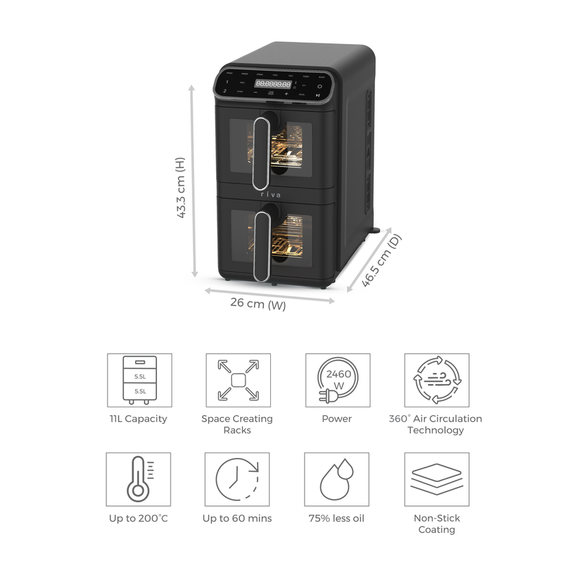 Riva Level Up Vertical Digital Air Fryer 11L RVAF006