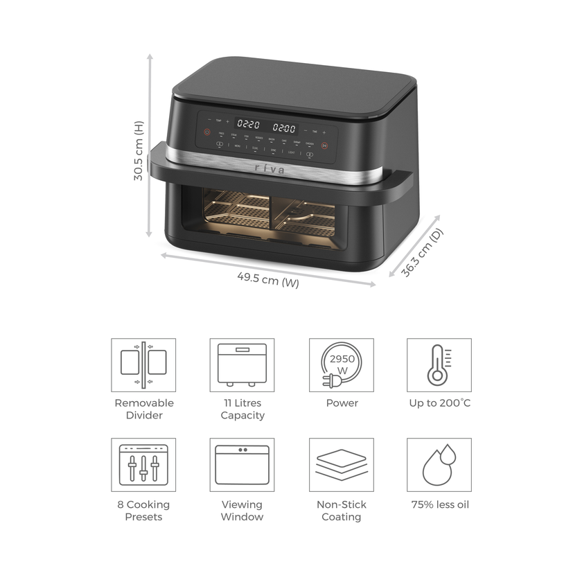 Riva Dual Pro Smart Digital Air Fryer 11L RVAF003