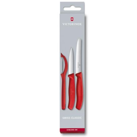 Victorinox Swiss Classic Paring Knife Set With/Peeler 3 Piece Red V6.7111.31.