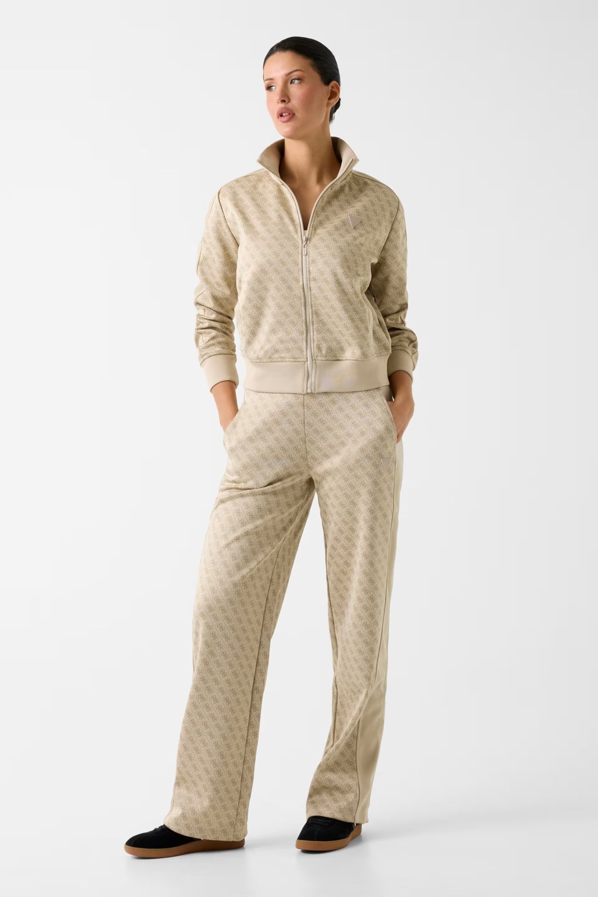 Guess Ladies Sweater Jacket Beige Maya 4g Full-zip GM19904.