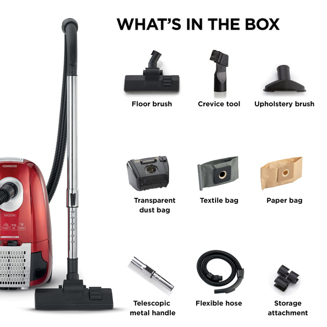 Kenwood Bag & Bagless Vacuum Cleaner Black/Red VCP90.000BR