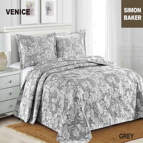 Simon Baker Venice Jacquard Bedspread Grey