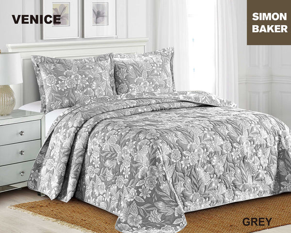 Simon Baker Venice Jacquard Bedspread Grey