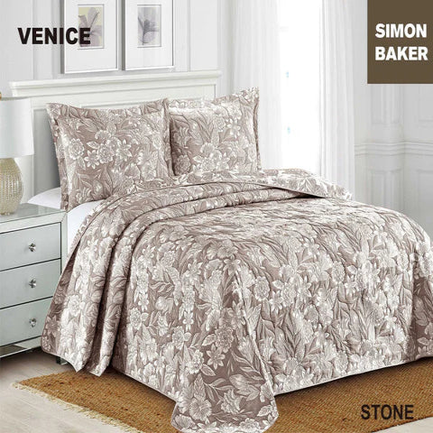 Simon Baker Venice Jacquard Bedspread Stone