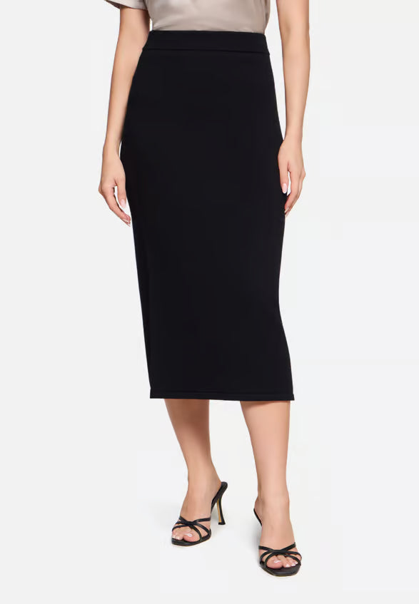 Betty Barclay Ladies Knitted Skirt With Side Slits-Black 9500/2907