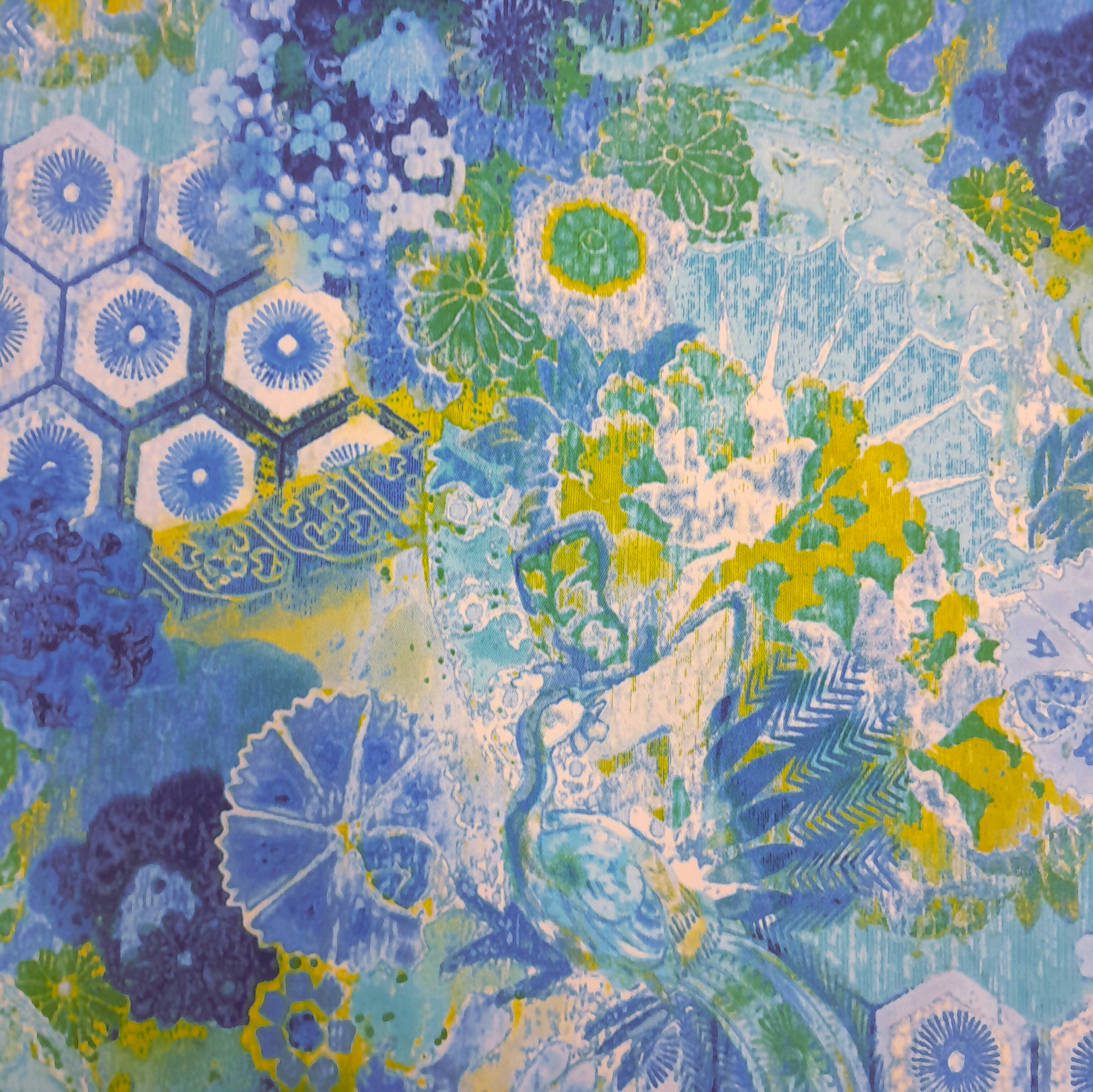 Printed Cotton Fabric Wind Flower C Sapphire 140 cm