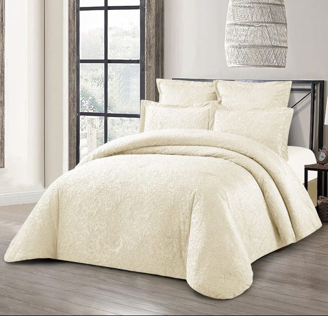 Cotton Co Madrid Jacquard Comforter 5 Piece Queen Cream MAC13