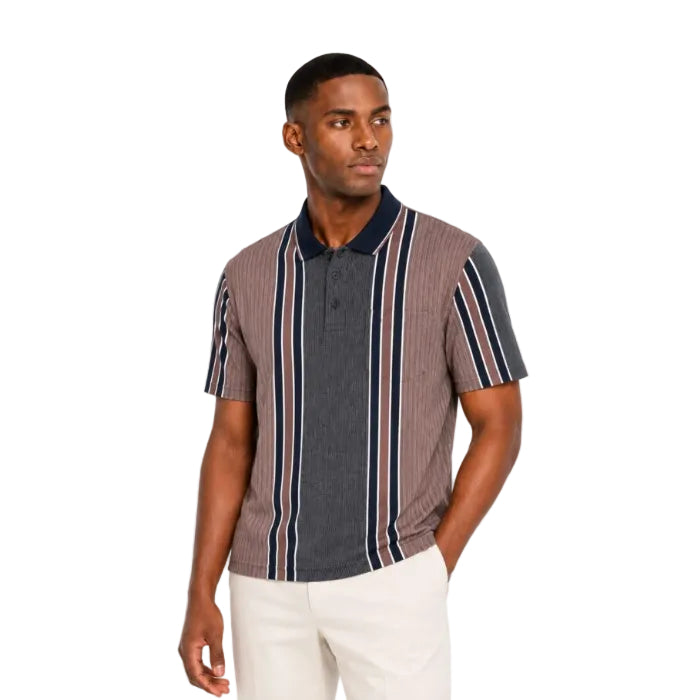 Monatic Alba Charlton Golfer Shirt-Blue Stripe M676-54-226