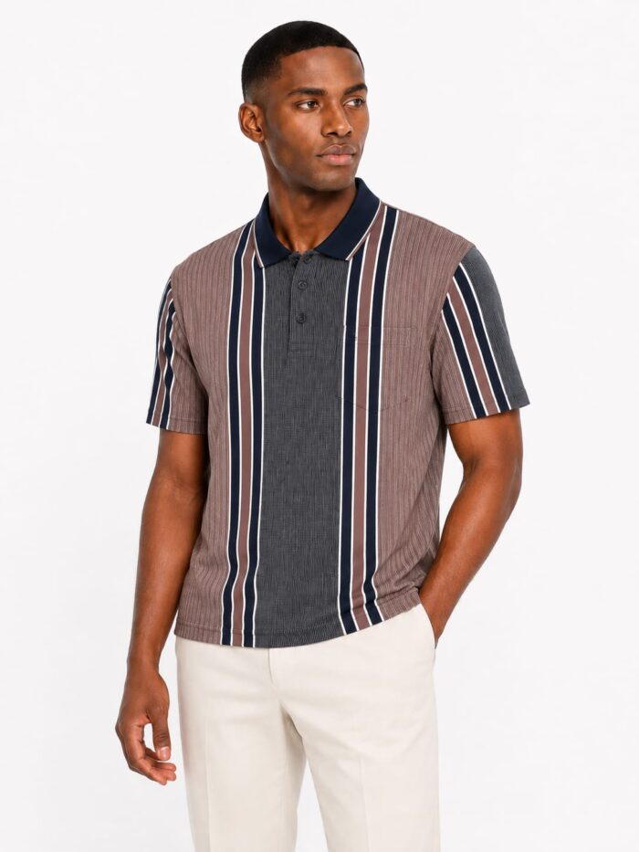 Monatic Alba Charlton Golfer Shirt-Blue Stripe M676-54-226