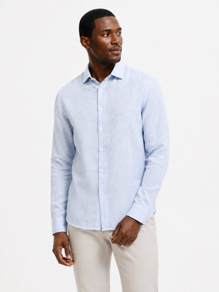 Carducci Men's Dimarco Linen Shirt-Light Blue CLS003-50-226