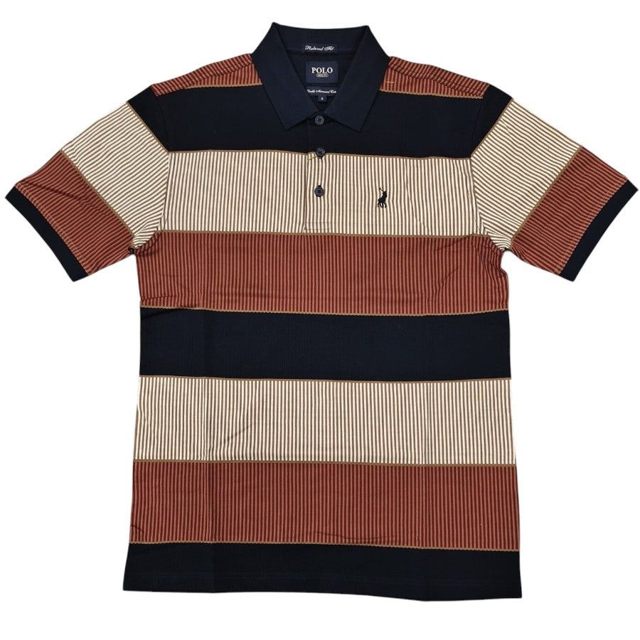Polo Mens Golfer Vertical Stripe In Burgundy 0070574.